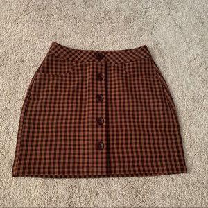 burnt orange gingham skirt